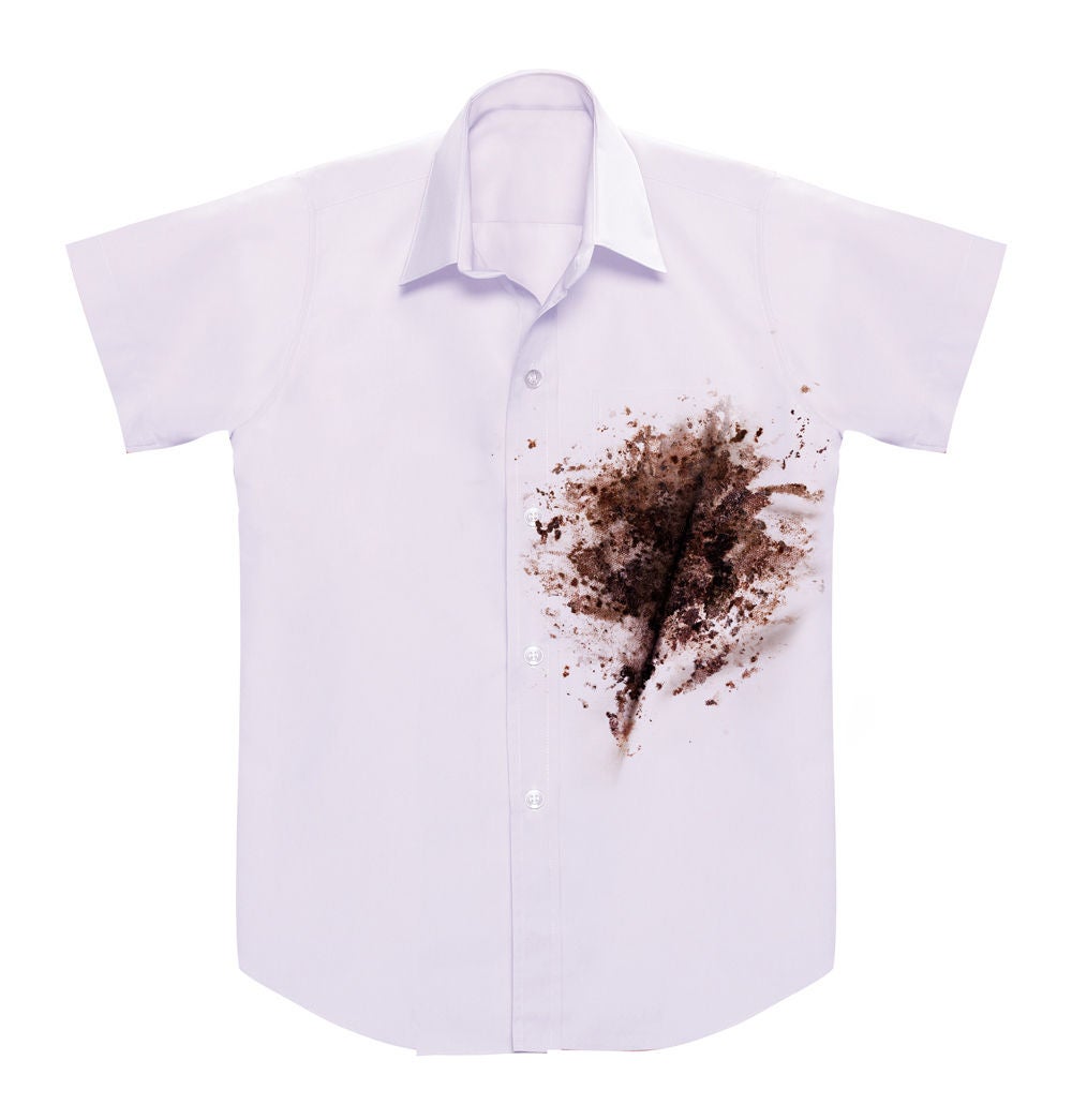 Dirty white shirt isolated on white background; Shutterstock ID 262299017; PO: redownload; Job: redownload; Client: redownload; Other: redownload